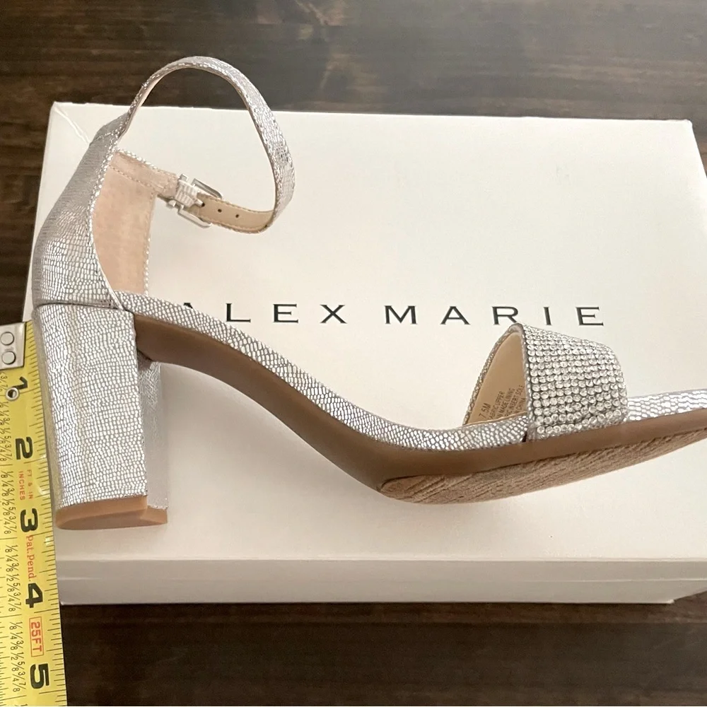 Alex Marie HalmarTwo Rhinestone Strap Block Heel Sandal